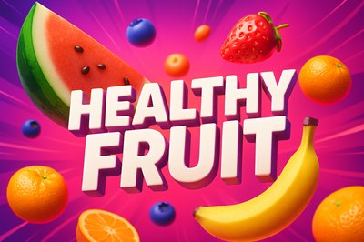 Dynamic and Colorful 3D Healthy Fruit Composition