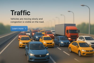 3D Illustration of Traffic Congestion in Realistic Style