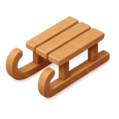 Stylish 3D Wooden Sledge Icon in Isometric View