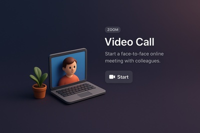 3D Scene of a Video Call Interface with Dark Background