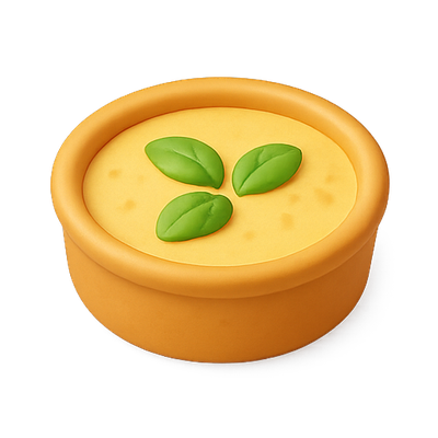 Stylized Dessert Icon Featuring Creamy Filling and Green Leaves
