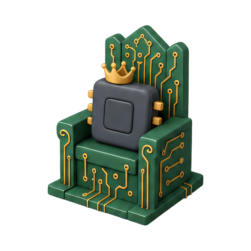 Chip seated on a motherboard throne