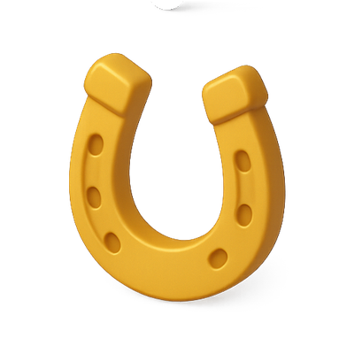 3D Yellow Horseshoe Icon with Glossy Finish