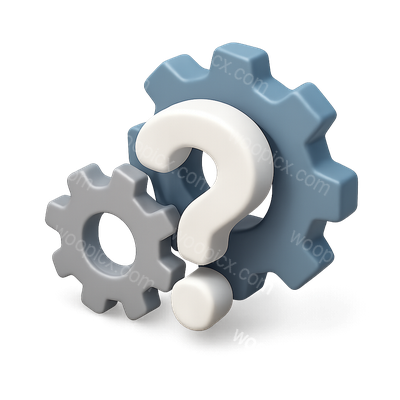 3D Gears with Question Mark Icon in Isometric View
