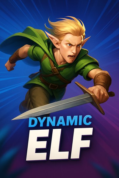 Dynamic Elf in Action with Bold Typography
