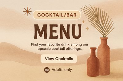 Boho Style Cocktail Bar Menu Design