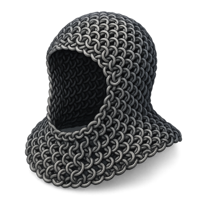Realistic 3D Icon of a Chainmail Helmet