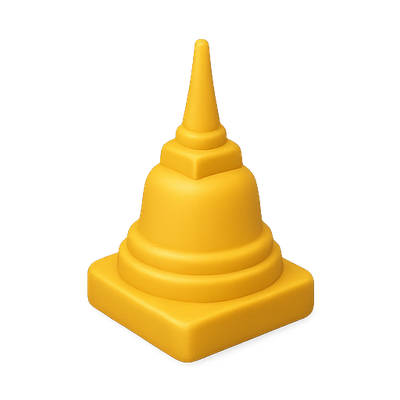 Yellow Pagoda-shaped Rubber Toy for Play