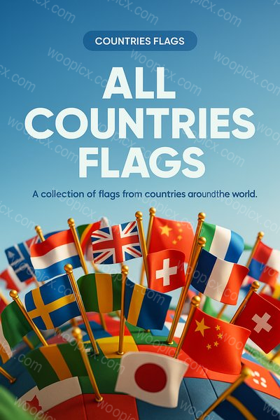 Vibrant 3D Collection of Country Flags Displayed