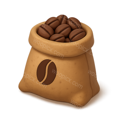 3D Coffee Sack Icon with Beans in Isometric View
