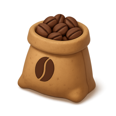 3D Coffee Sack Icon with Beans in Isometric View