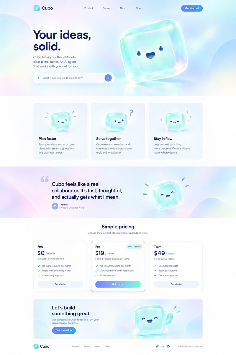 AI agent landing page design