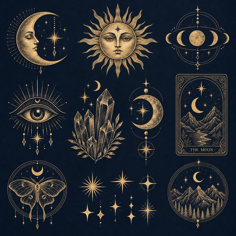 mystic celestial design elements