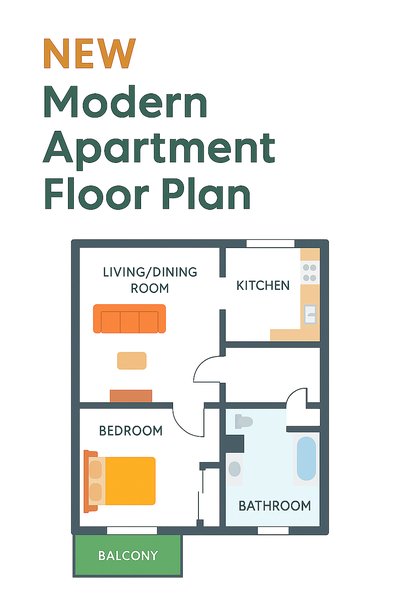 Modern Apartment Floor Plan Illustration for Real Estate