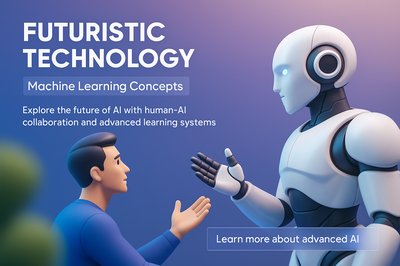 Futuristic Interaction with AI Technology and Machine Learning Concepts