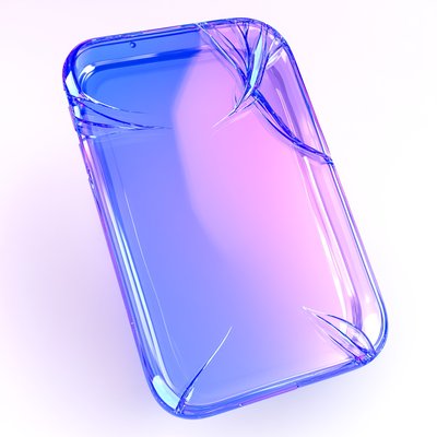 Stylized Broken Smartphone Mockup with Gradient Colors
