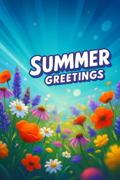 Vibrant Summer Flower Meadow with Dynamic Sunbeams