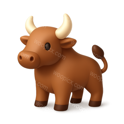 Charming 3D Bull Icon with Isometric Design