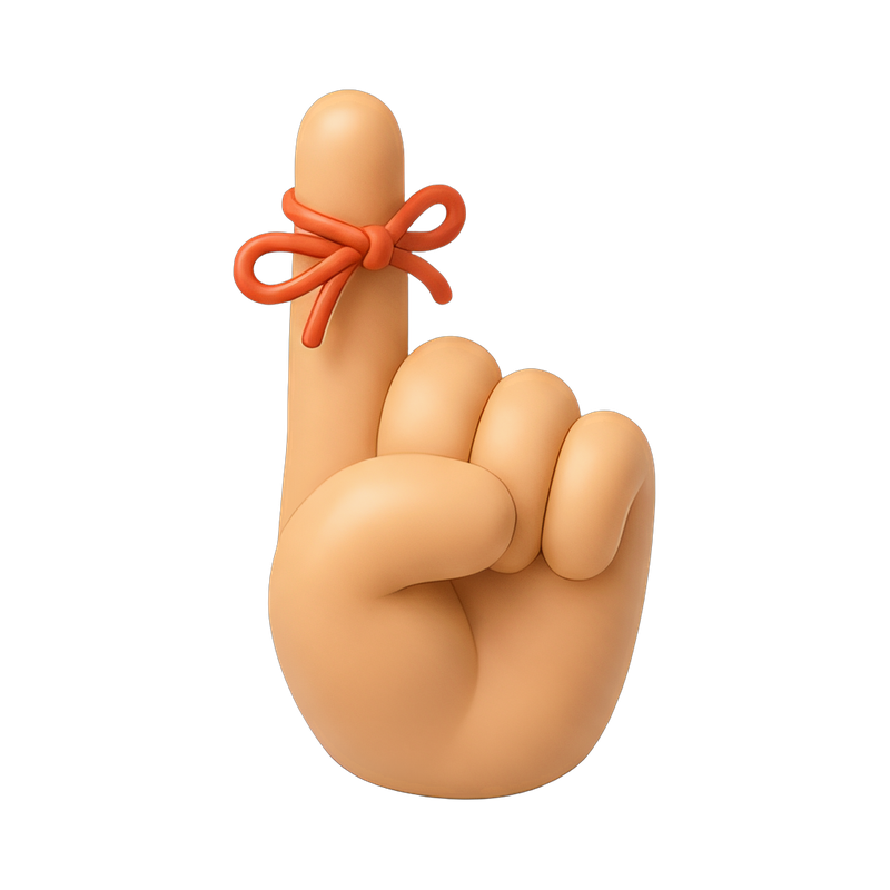 reminder string on finger statue