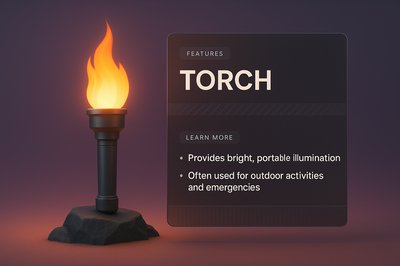 3D Illustration of a Torch with Informative Block Design