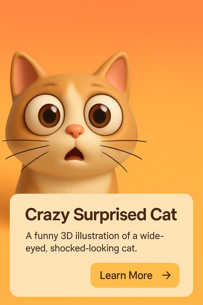 Funny Surprised Cat Illustration with Action Button