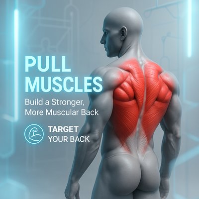 Fitness Illustration of Muscular Anatomy Focused on Back Strength