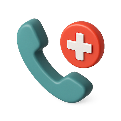 3D Phone Icon with Medical Cross Symbol