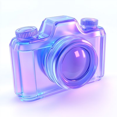 Stylized 3D Render of a Camera with Iridescent Finish