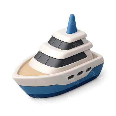 Stylized 3D Yacht Icon with Isometric Design