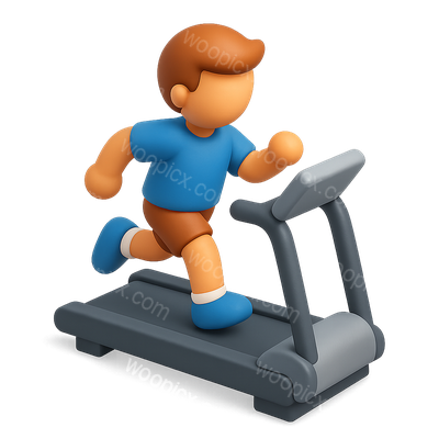 3D Icon of a Runner on a Treadmill with Isometric View