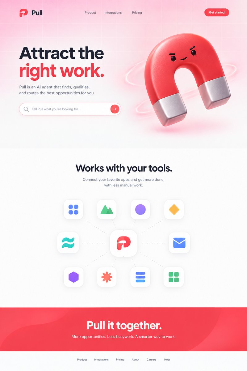 AI agent landing page design