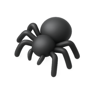 Stylized Black Spider Icon with Simple Design