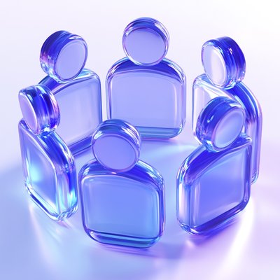 Stylized Glass Figurines Representing Community or Teamwork