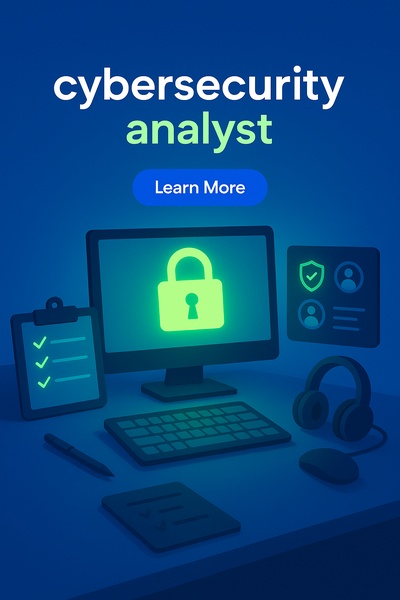 Fluorescent Cybersecurity Analyst Illustration with Glowing Elements