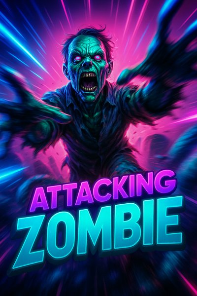 Dynamic Neon Zombie Action Scene with Glowing Effects