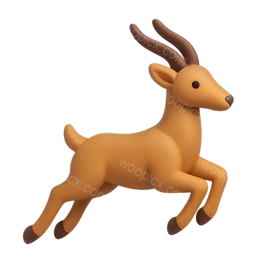 3D Icon of a Leaping Gazelle in Isometric View