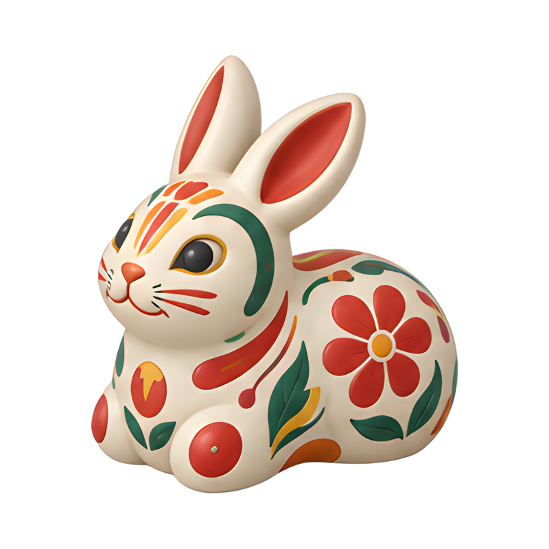 Clay rabbit figurine