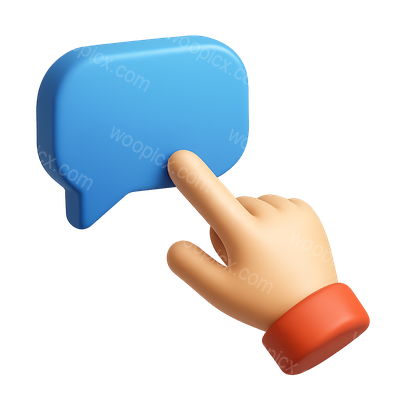 3D Hand Pointing at Speech Bubble Icon