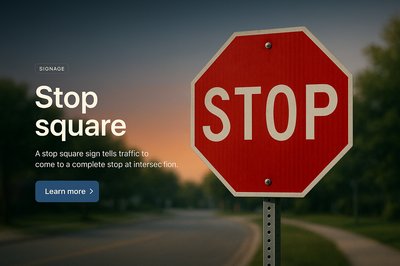 Stylish Stop Square Signage Illustration for Web Design