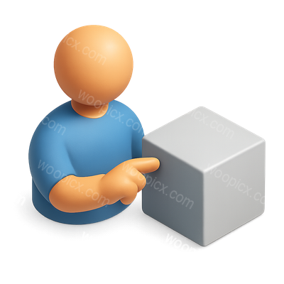Person Engaging with a 3D Isometric Cube Icon