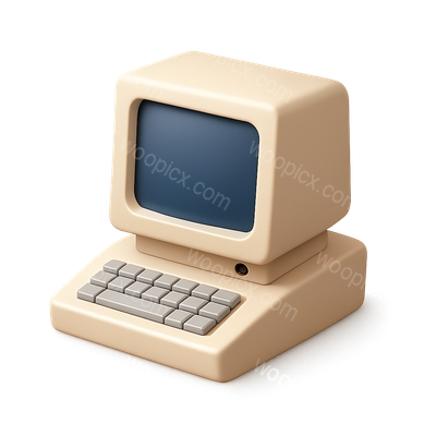 Stylish 3D Computer Icon with Isometric View