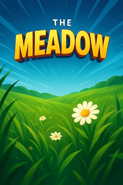 Vibrant Meadow Illustration with Dynamic Elements