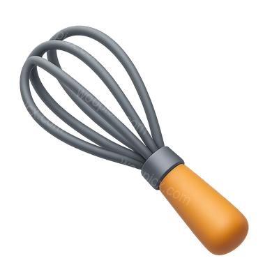 Stylish 3D Whisk Icon with Loops and Volumetric Design