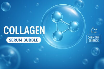 Illustrative Graphic of Collagen Serum with Molecular Structure