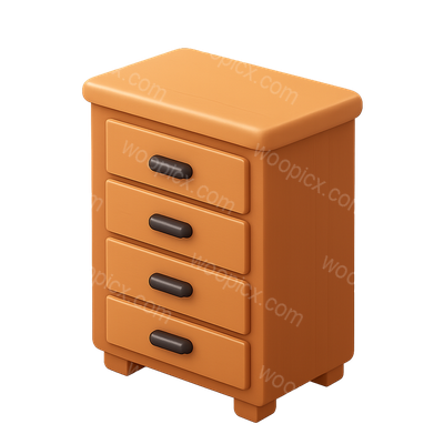 Stylish 3D Dresser Icon with Four Drawers