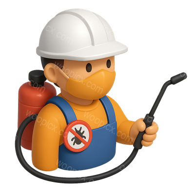 3D Exterminator Icon with Equipment in Isometric View