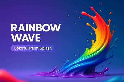 Vibrant Rainbow Wave Paint Splash Design Element