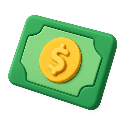3D Render of a Stylized Dollar Bill Icon
