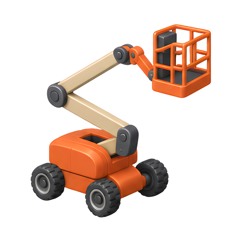 articulating boom lift in action