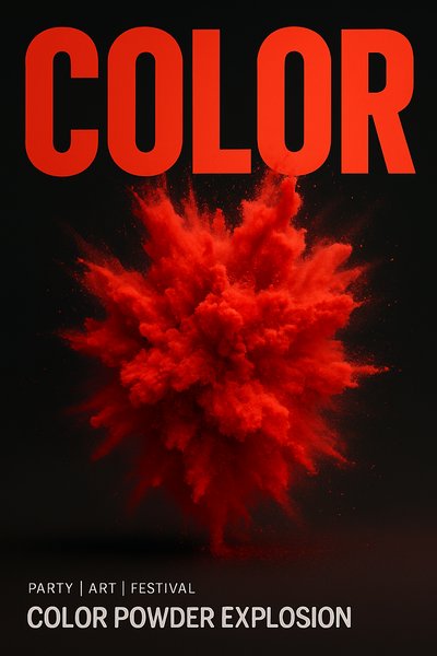 Vibrant Red Holi Powder Explosion on Dark Background